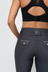 Dragon Rhinestone Full Seat Breeches (Charcoal Grey)