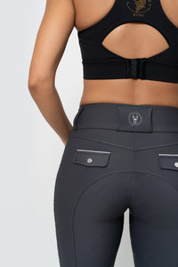 Dragon Rhinestone Full Seat Breeches (Charcoal Grey)