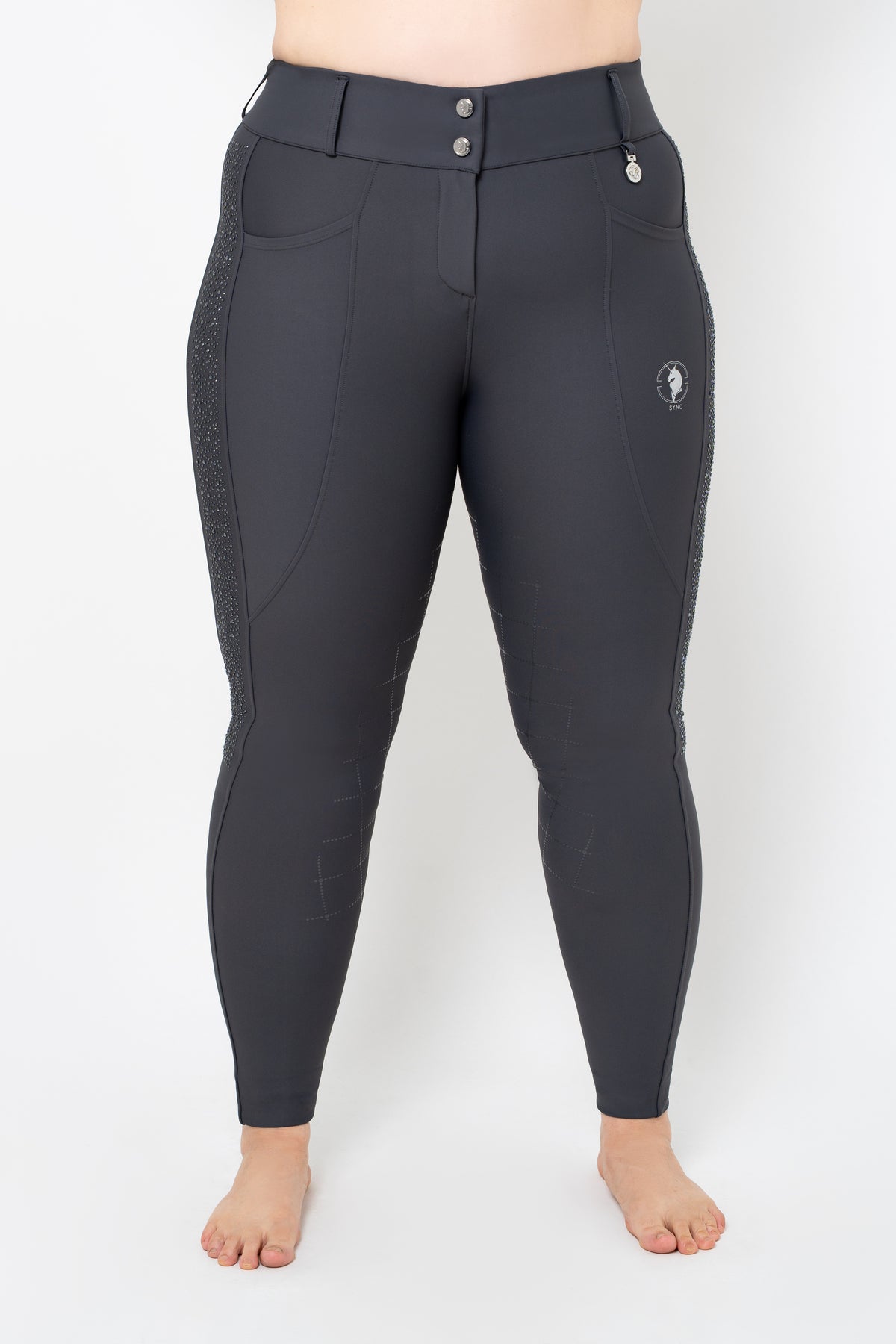 Dragon Rhinestone Full Seat Breeches (Charcoal Grey)