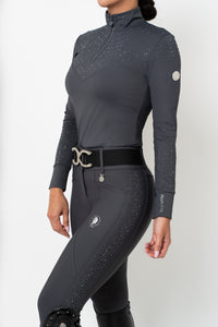 Dragon Rhinestone Full Seat Breeches (Charcoal Grey)