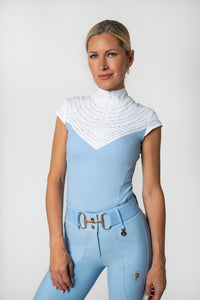 Dragon Perforated Cooltech Cap Sleeve Top (Santorini Sky)