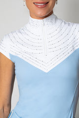 Dragon Perforated Cooltech Cap Sleeve Top (Santorini Sky)