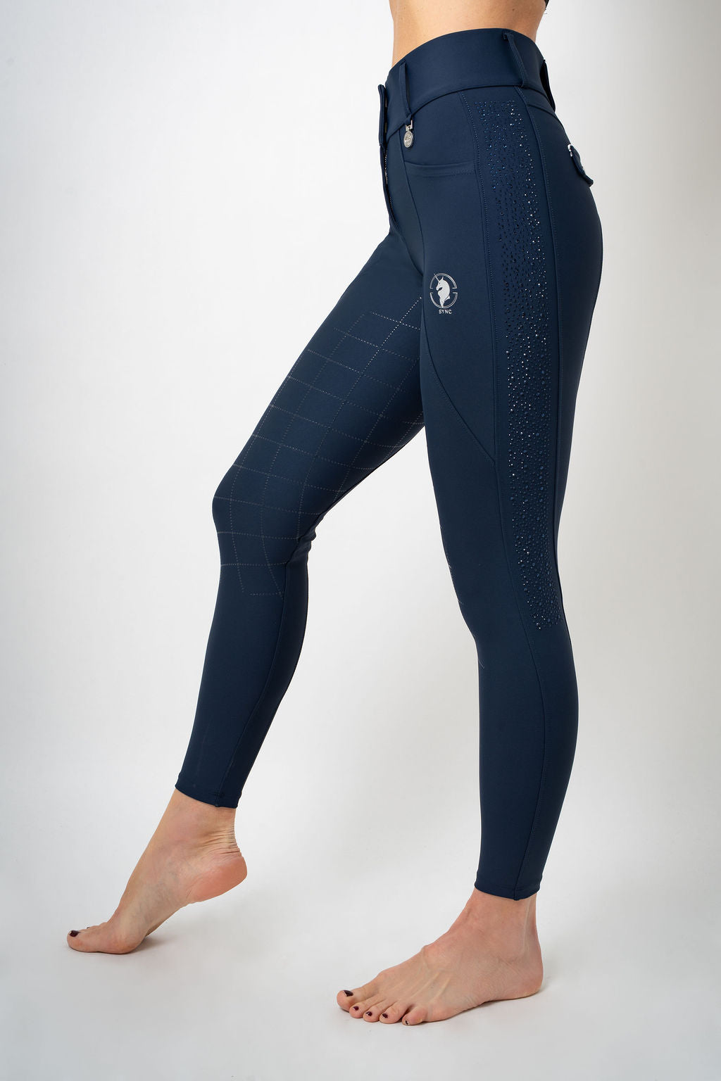 Dragon Rhinestone Full Seat Breeches (Navy)