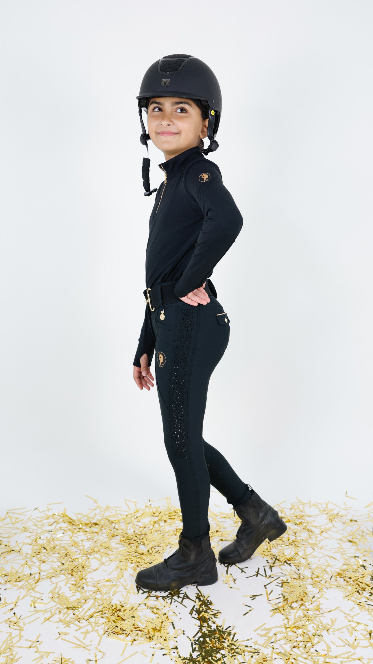 Youth Dragon Rhinestone full seat breeches (Black)