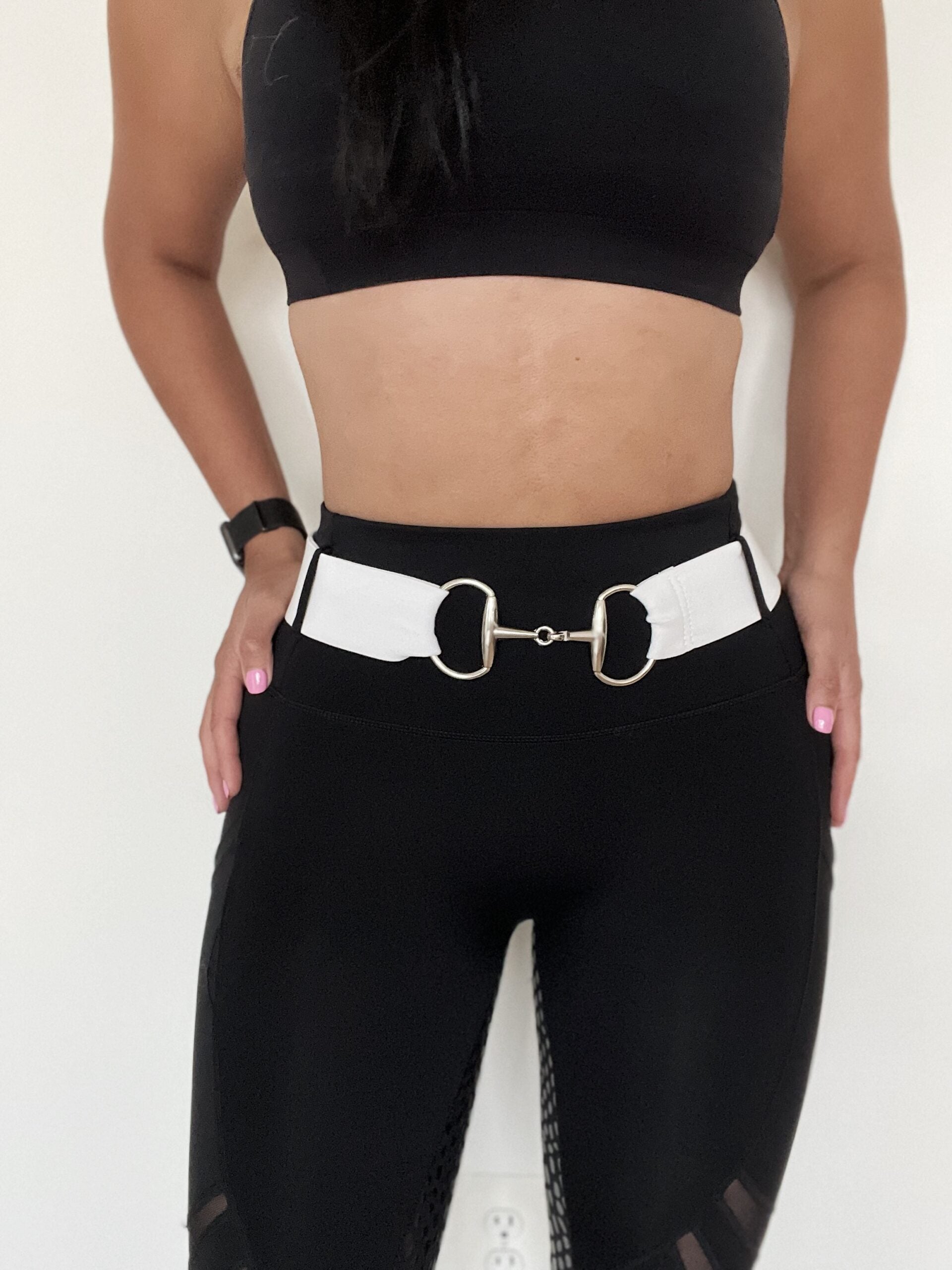 White Flexi belt/Silver bit