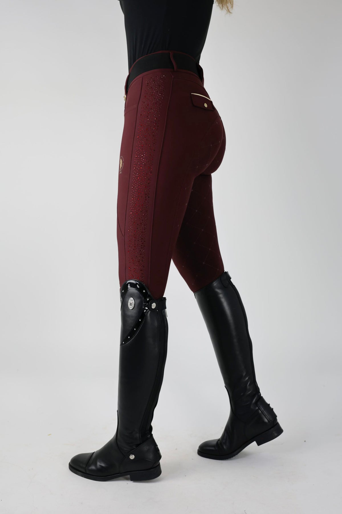 Dragon Rhinestone Full Seat Breeches (Burgundy)