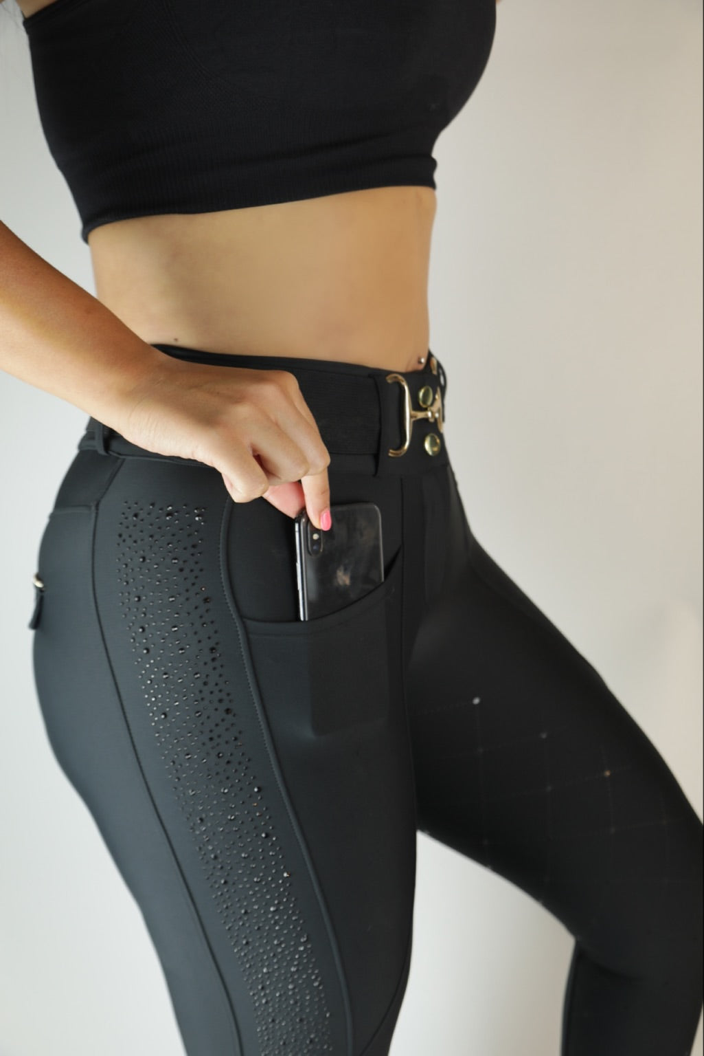 Dragon Rhinestone breeches KNEE PATCH (Black) – Sync Equestrian