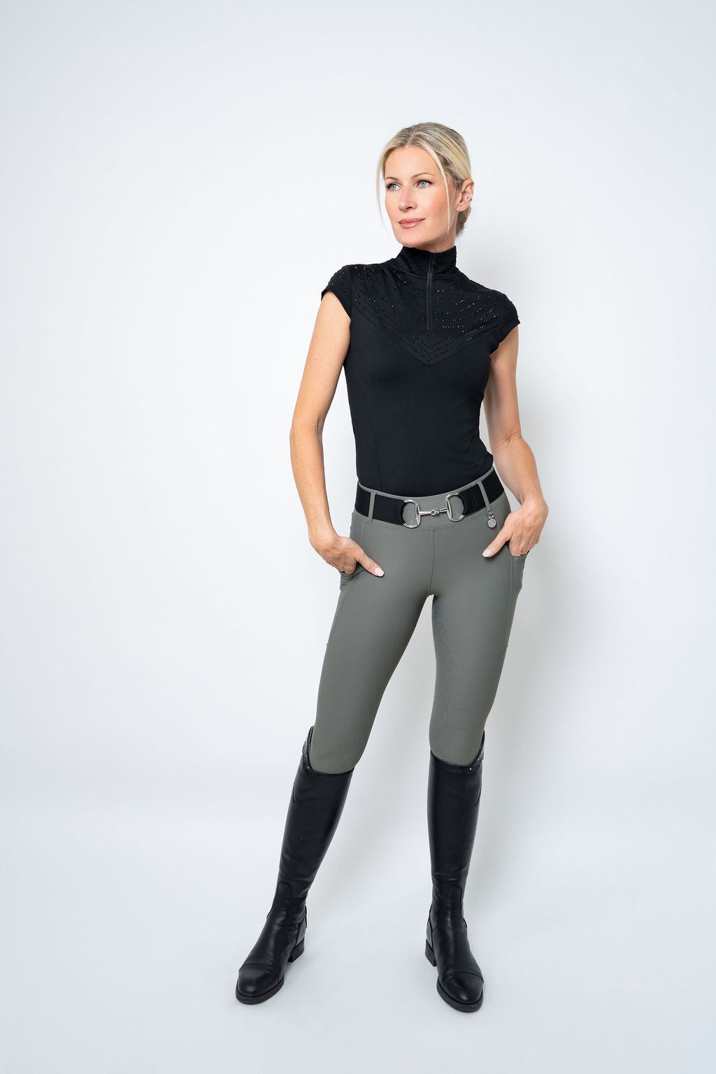 Perforated Cool Tech Pull-On Breeches - Lunar Grey