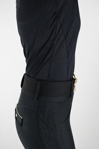 PRE ORDER - Perforated Luxe Dragon cap sleeve top (Black)