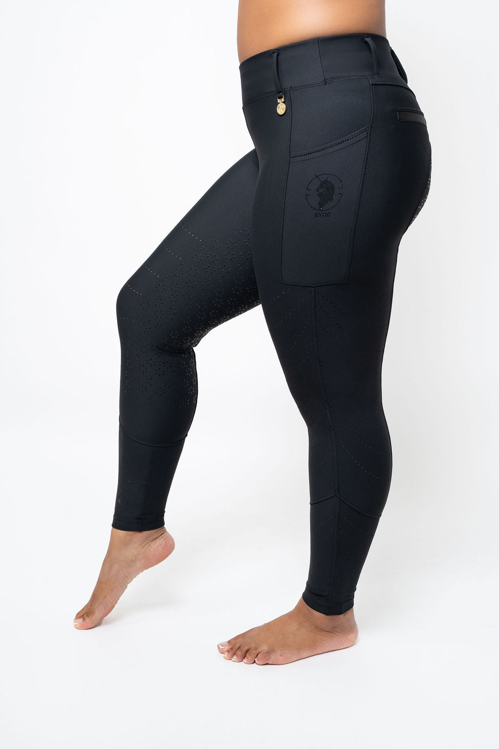 Perforated Cool Tech Pull-On Breeches - Black