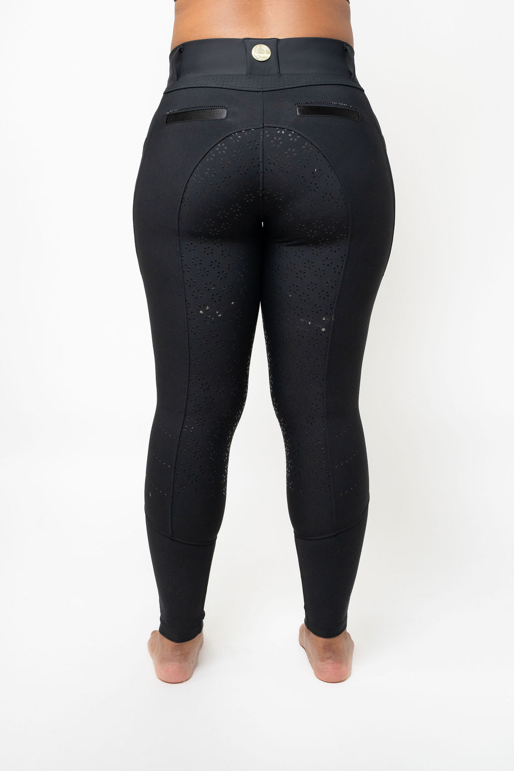 Perforated Cool Tech Pull-On Breeches - Black