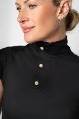 Madelyn Perforated Cool Tech Top (Black)