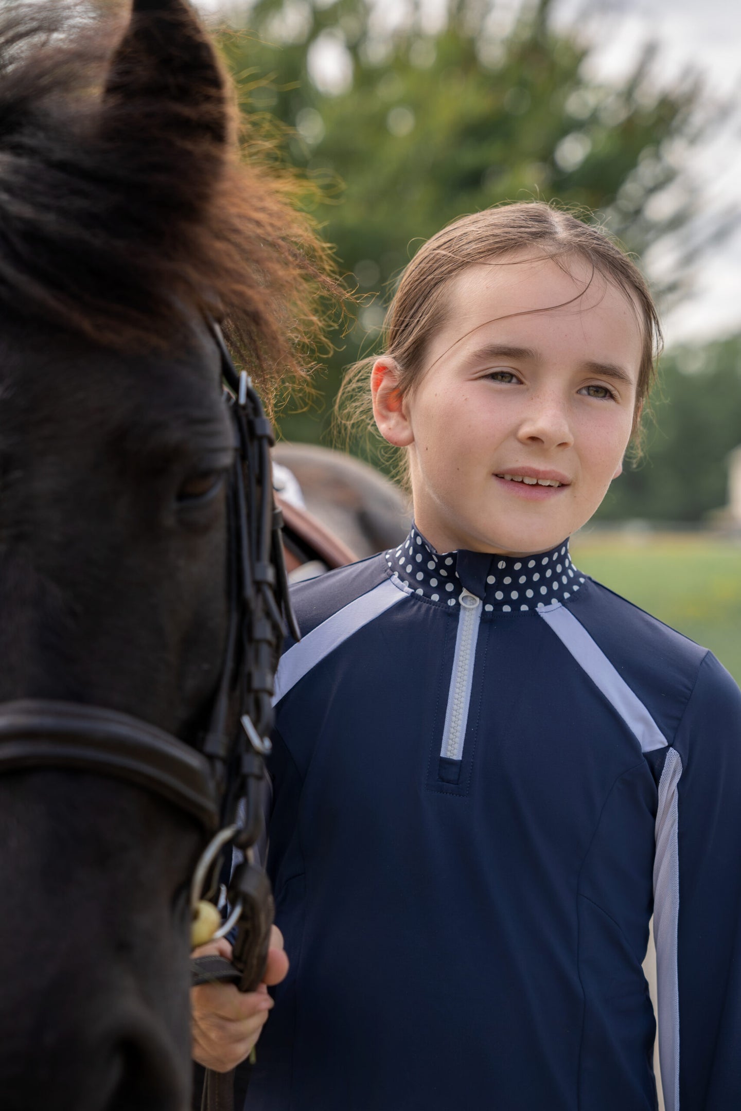 Youth Daisy Top (Navy/White)