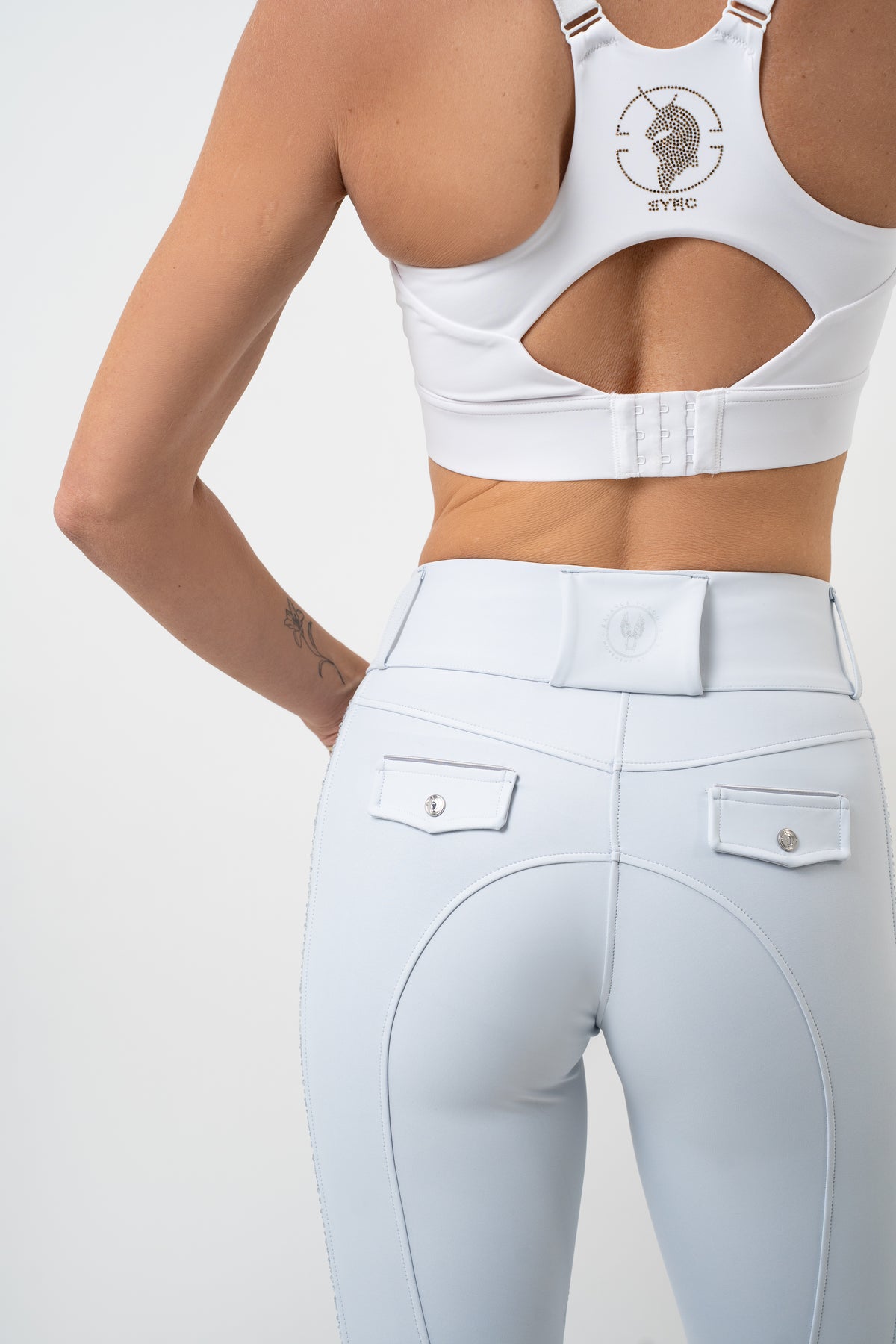 Dragon Rhinestone KNEE PATCH Breeches (White)