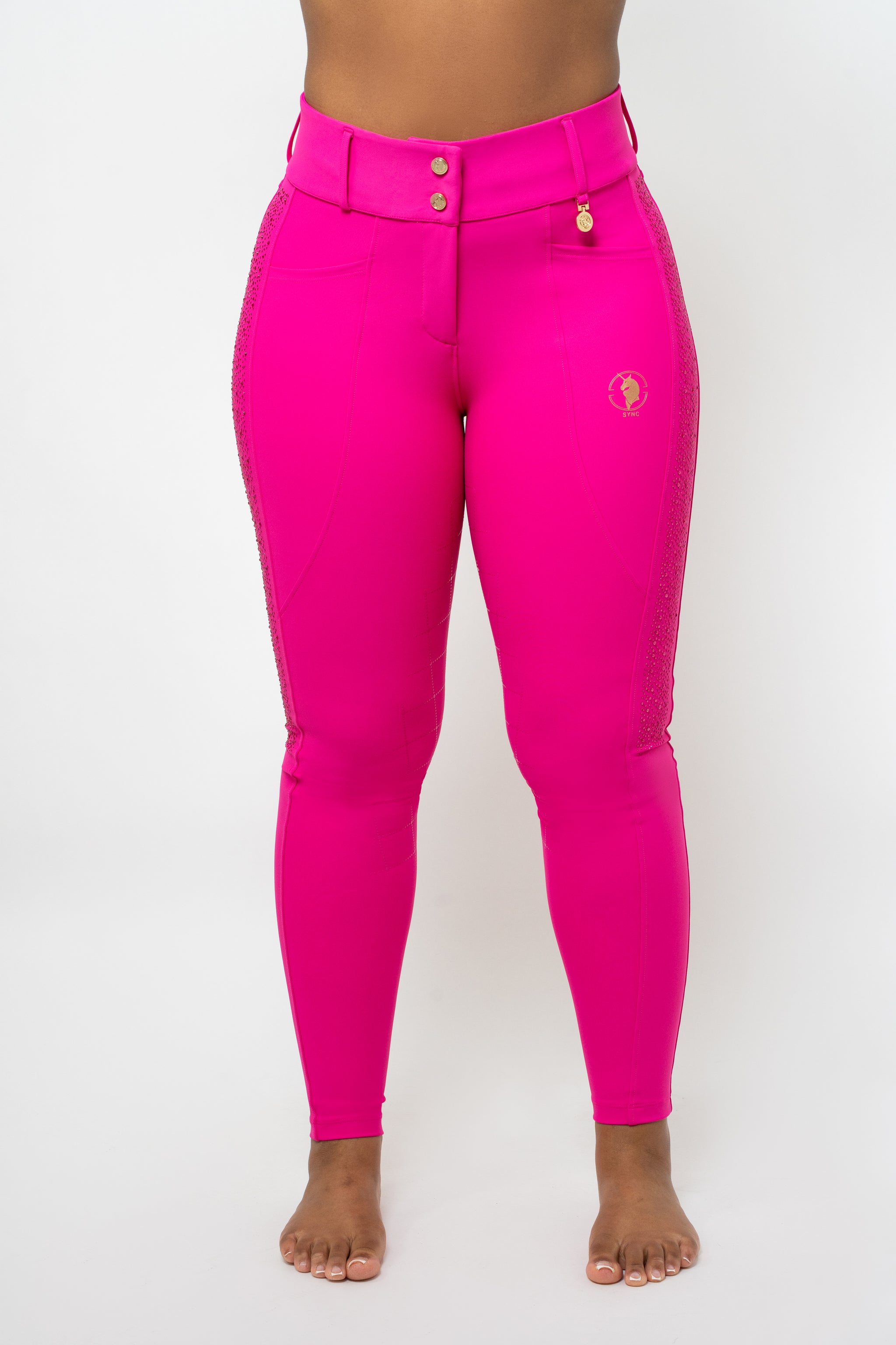 Dragon Rhinestone Full Seat Breeches (Hot Pink)