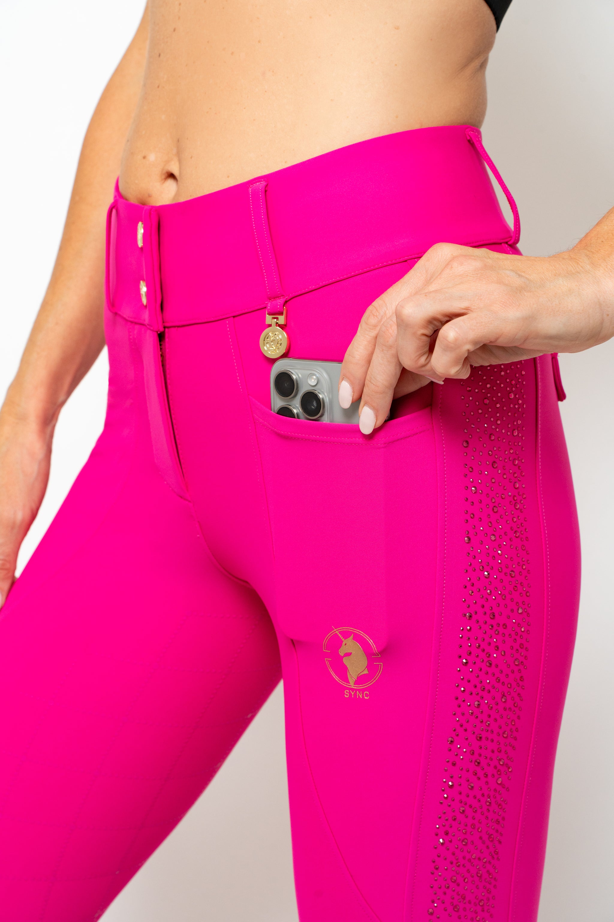 Dragon Rhinestone Full Seat Breeches (Hot Pink)
