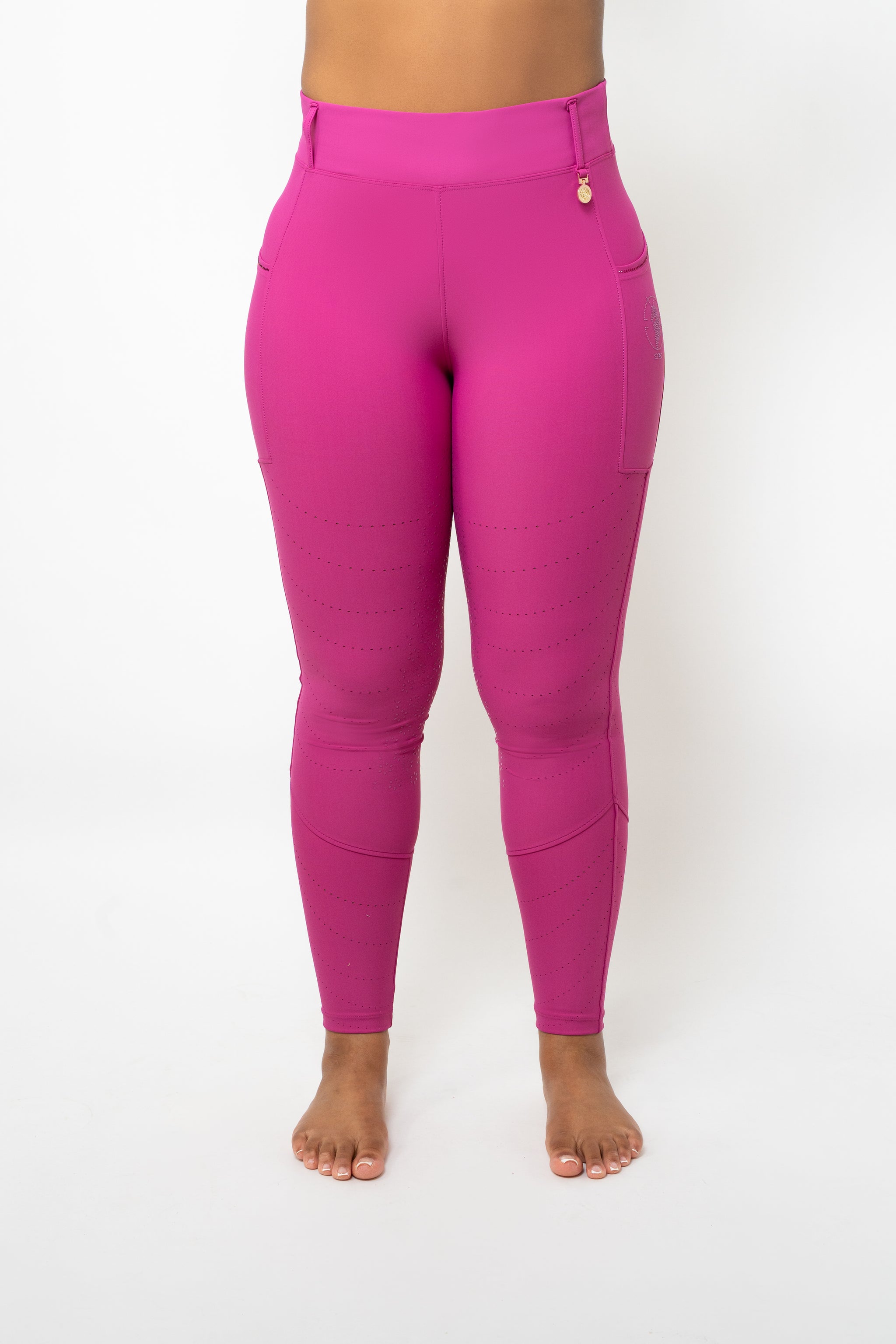 Dragon Rhinestone Full Seat Breeches (Hot Pink)