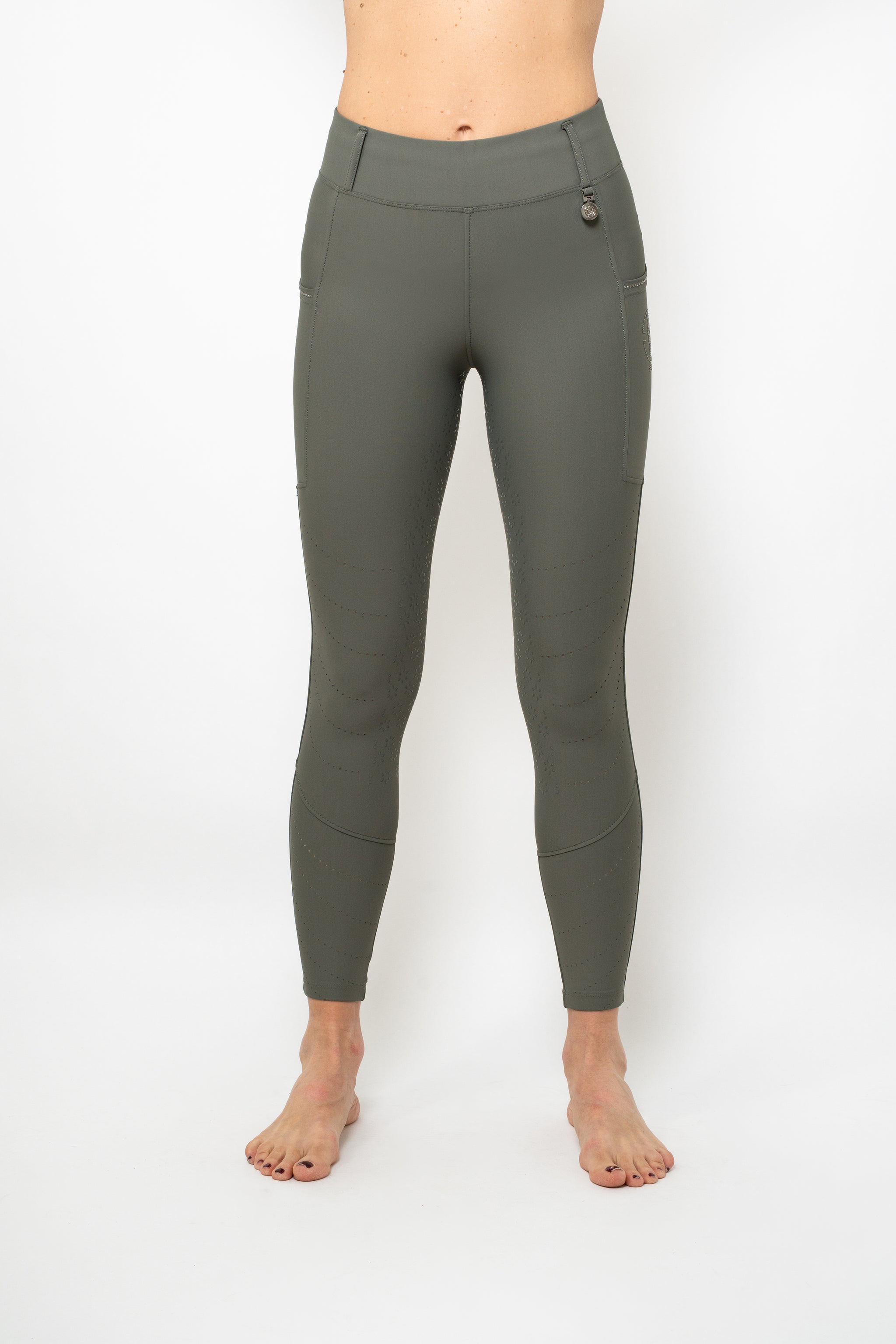 Perforated Cool Tech Pull-On Breeches - Lunar Grey