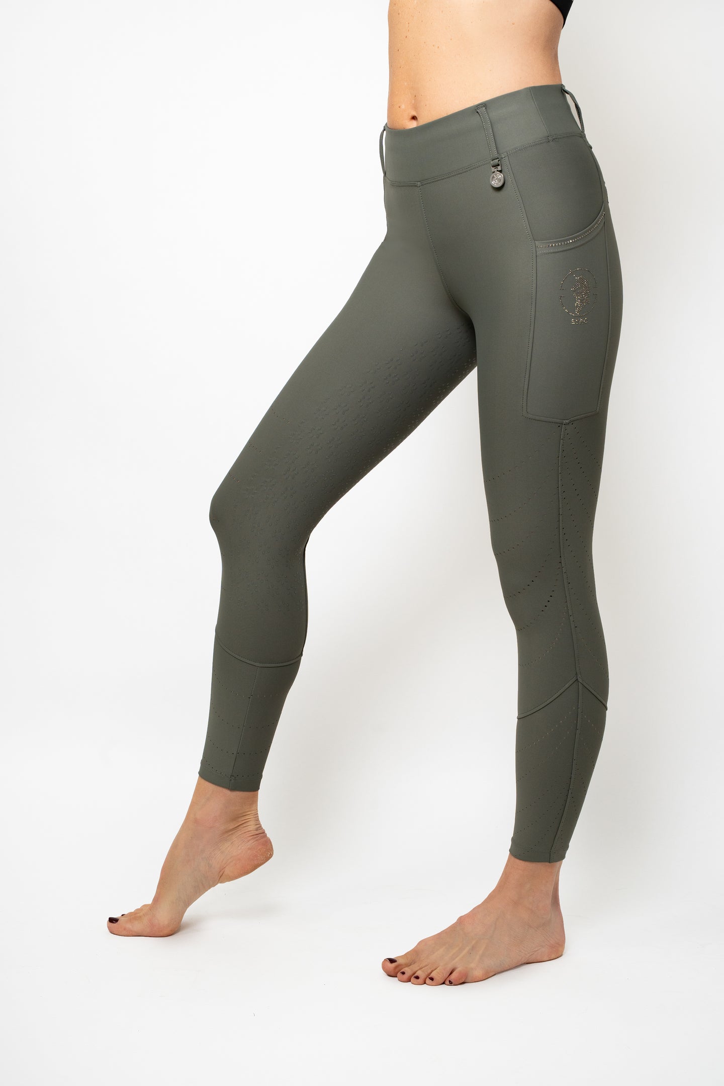 Perforated Cool Tech Pull-On Breeches - Lunar Grey
