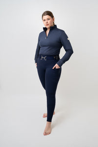Winter Magic Cozy Double Fleece PULL-ON Full Seat Breeches (True Navy)
